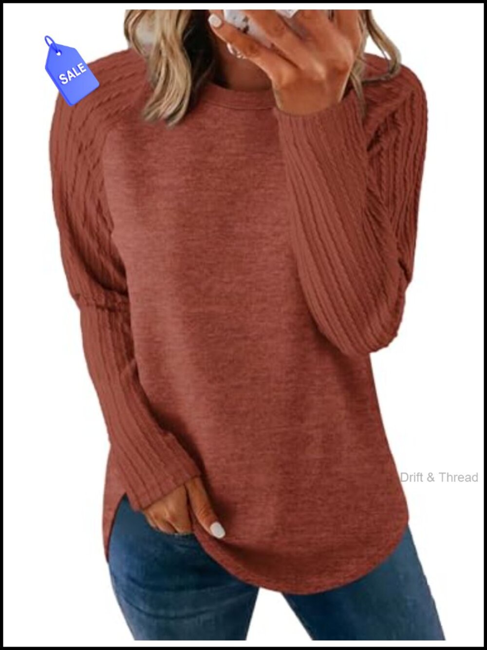 Women's Long Sleeve Crewneck Tunic Sweatshirt Loose Fit Casual Fall Top